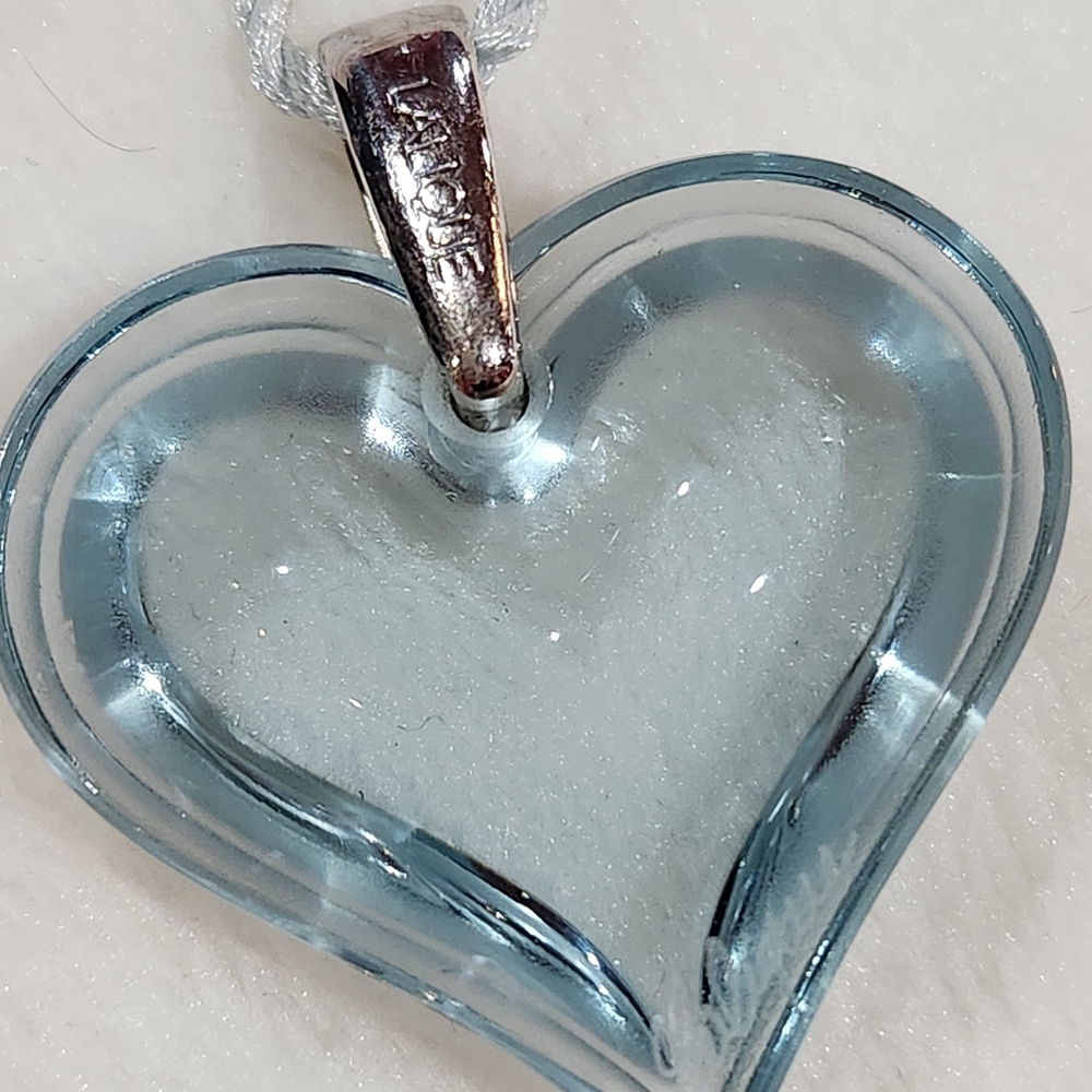 Lalique Light Blue Heart Pendant Necklace - Picture 6 of 10